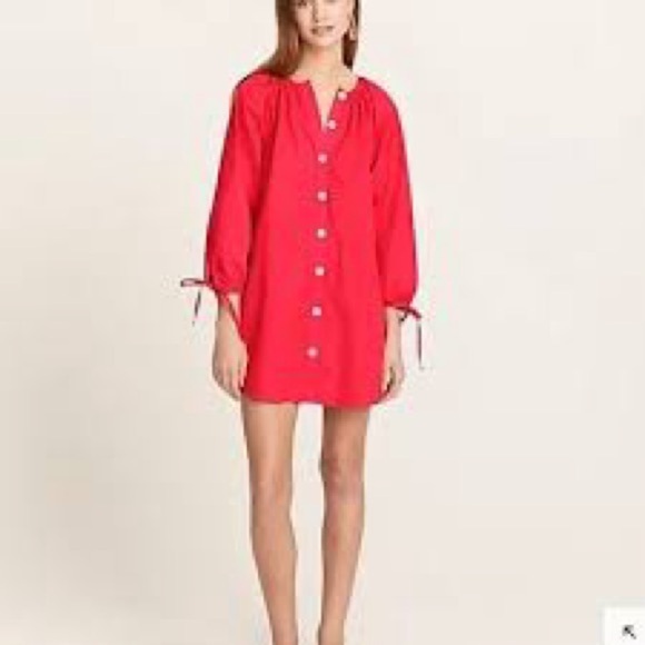 J.Crew Tie-sleeve button-front dress in cotton poplin - Picture 2 of 7